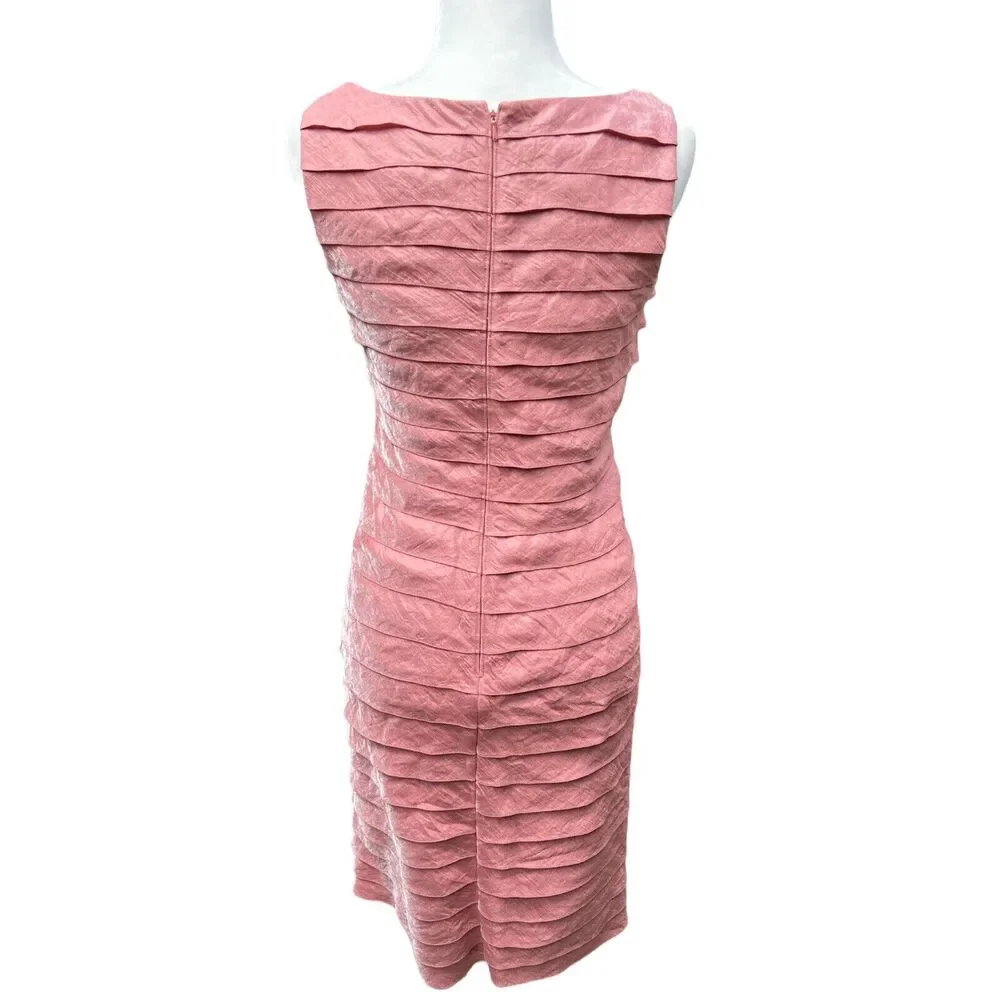 Victor Costa Tiered Ruffle Sheath Dress‎ Shimmer Pink Blush 4